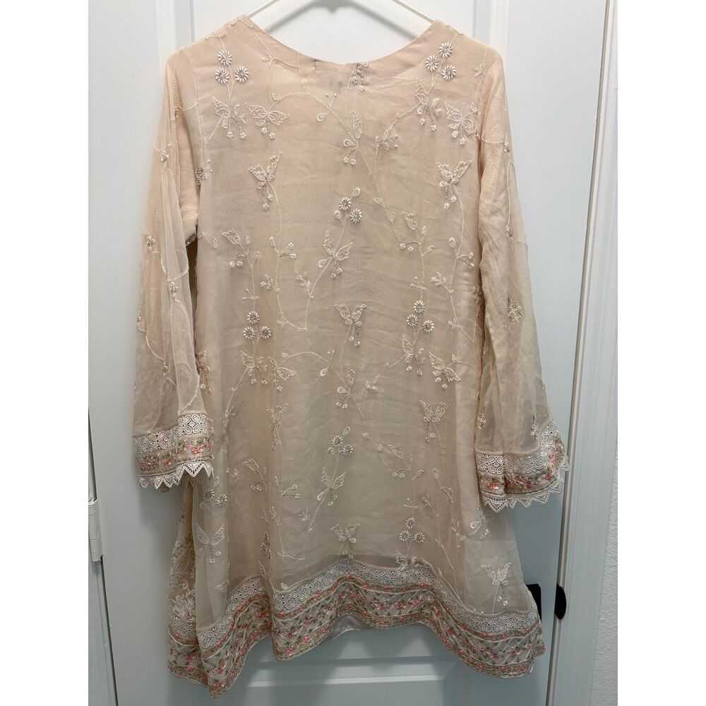 Roop Sari Palace Pakistani Embroidered Kurta Tunic Size S Blush Fully Lined - Picture 12 of 12